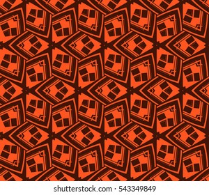 Abstract seamless pattern. Mirror geometric ornament. Vector illustration orange color