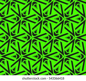 Abstract seamless pattern. Mirror geometric ornament. Vector illustration green color