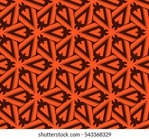 Abstract seamless pattern. Mirror geometric ornament. Vector illustration orange color