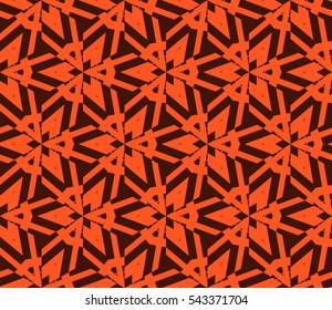 Abstract seamless pattern. Mirror geometric ornament. Vector illustration orange color