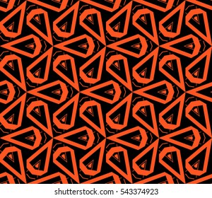 Abstract seamless pattern. Mirror geometric ornament. Vector illustration orange color