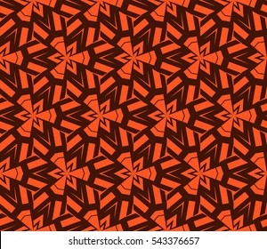 Abstract seamless pattern. Mirror geometric ornament. Vector illustration orange color