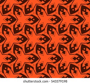 Abstract seamless pattern. Mirror geometric ornament. Vector illustration orange color