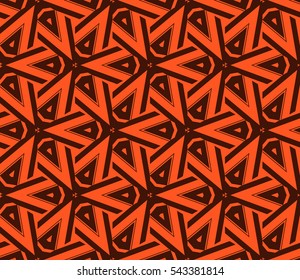 Abstract seamless pattern. Mirror geometric ornament. Vector illustration orange color