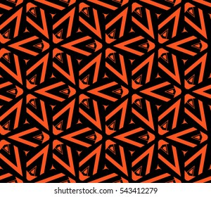 Abstract seamless pattern. Mirror geometric ornament. Vector illustration orange color