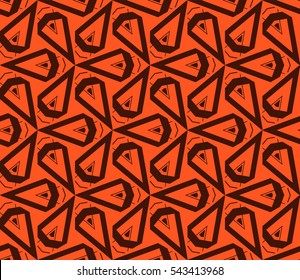 Abstract seamless pattern. Mirror geometric ornament. Vector illustration orange color
