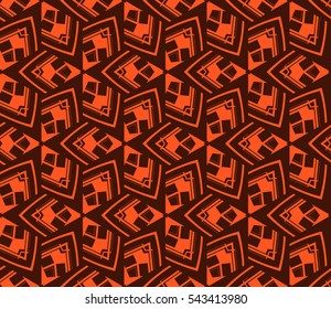 Abstract seamless pattern. Mirror geometric ornament. Vector illustration orange color