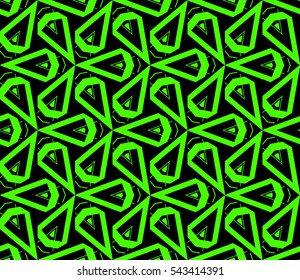 Abstract seamless pattern. Mirror geometric ornament. Vector illustration green color