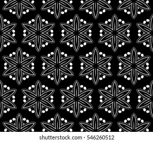 Abstract seamless pattern. Mirror geometric ornament. Vector illustration black and white color