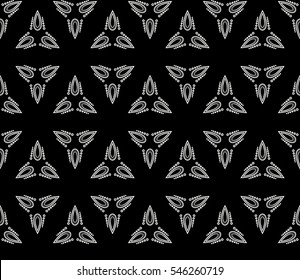Abstract seamless pattern. Mirror geometric ornament. Vector illustration black and white color