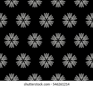 Abstract seamless pattern. Mirror geometric ornament. Vector illustration black and white color