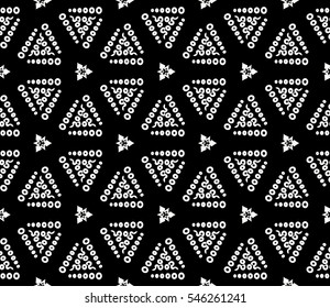 Abstract seamless pattern. Mirror geometric ornament. Vector illustration black and white color