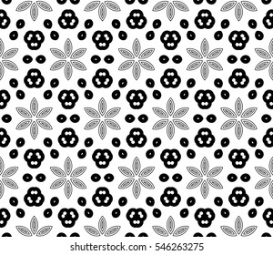 Abstract seamless pattern. Mirror geometric ornament. Vector illustration black and white color