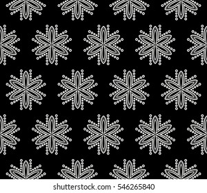 Abstract seamless pattern. Mirror geometric ornament. Vector illustration black and white color