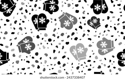 Abstract seamless pattern with mittens symbols. Creative leopard backdrop. Vector illustration on white background