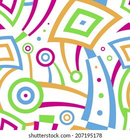 Abstract seamless pattern: mixed colorful shapes