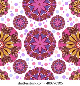 Abstract seamless pattern model . Mandala pattern repetition. Vintage background. Seamless pattern can be used for wallpaper , patterns, textiles, tissue, packaging, surface texture to the design.