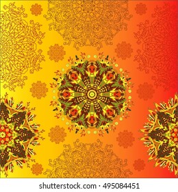 Abstract seamless pattern model . Mandala pattern repetition. Vintage background. Seamless pattern can be used for wallpaper , patterns, textiles, tissue, packaging, surface texture to the design.