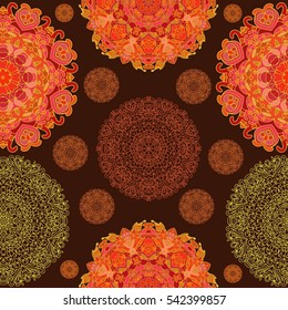 Abstract seamless pattern model . Mandala pattern repetition. Vintage background. Seamless pattern can be used for wallpaper , patterns, textiles, tissue, packaging, surface texture to the design.