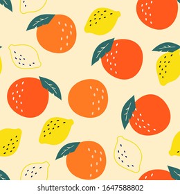 Abstract seamless pattern. Modern exotic tropical fruits.Vector colored design.
