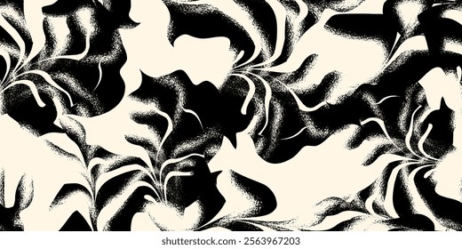 Abstract seamless pattern, modern organic touch, dramatic floral silhouettes, unique marble texture, luxurious and artistic impression, vector illustration