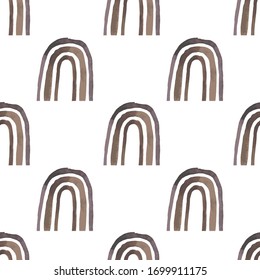 Abstract seamless pattern. Modern print with rainbow. Scandinavian style. Vector illustration