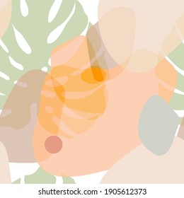 Abstract seamless pattern in modern simple style. Tropical nature inspired. Design for wrapping paper, wallpaper, fabrics and fashion clothes. 
