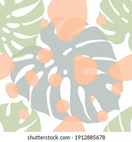 Abstract seamless pattern in modern simple style. Tropical nature inspired. Design for wrapping paper, wallpaper, fabrics and fashion clothes. 