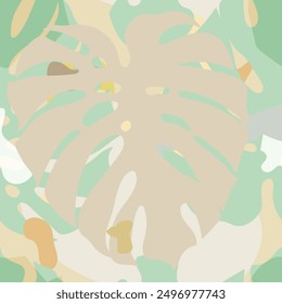 Abstract seamless pattern in modern simple style. Tropical nature inspired. Design for wrapping paper, wallpaper, fabrics, fashion.