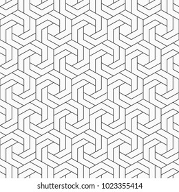 Abstract seamless pattern. Modern stylish texture. Repeating geometric hexagonal grid. Sacred geometry. Chevron elements form stylish tileable print. Vector background.