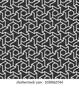 Abstract seamless pattern. Modern stylish texture. Repeating geometric hexagonal grid. Sacred geometry. Chevron elements form stylish tileable print. Flat design. Vector background.