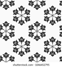 Abstract seamless pattern. Modern stylish texture. Repeating geometric ornament. Symmetric circular shapes. Design for decor, prints, textile, furniture, cloth, digital. Vector background.