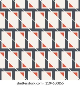 Abstract seamless pattern. Modern stylish texture. Repeating geometric rectangular tiles with triangles inside. Simple graphic print. Diagonal arrangement. Vector color background.