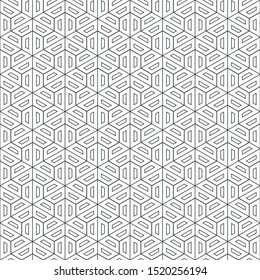 Abstract seamless pattern. Modern stylish texture. Linear style. Geometric tiles with triple hexagonal elements. Vector monochrome background.