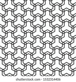 Abstract seamless pattern. Modern stylish texture. Geometric tiles with triple hexagonal elements. Vector monochrome background.