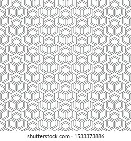 Abstract seamless pattern. Modern stylish texture. Linear style. Geometric tiles with triple hexagonal elements. Vector monochrome background.