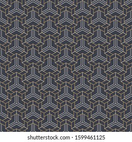 Abstract seamless pattern. Modern stylish texture. Linear style. Geometric tiles with triple hexagonal elements. Vector color background.
