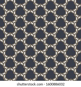 Abstract seamless pattern. Modern stylish texture. Striped linear geometric tiles with triple weaving elements and filled shapes. Vector color background.