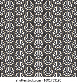Abstract seamless pattern. Modern stylish texture. Striped linear geometric tiles with triple weaving elements. Vector color background.