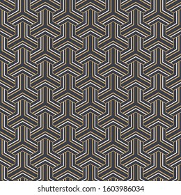 Abstract seamless pattern. Modern stylish texture. Linear style. Geometric tiles with triple hexagonal elements. Vector color background.