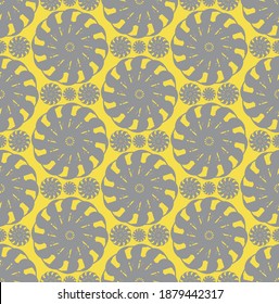 Abstract Seamless Pattern. Modern stylish texture. Composition from chaotic shapes. For print, Textile, wrapping, wallpaper, website. Simple digital drawing with mandalas. Ultimate Gray. Illuminating
