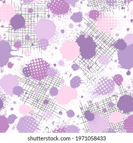 Abstract seamless pattern. Modern stylish design for prints. Pastel color. Repeated brush stroke texture. Watercolor batik background. Repeating elegant splash paint watercolour. Urban effect. Vector