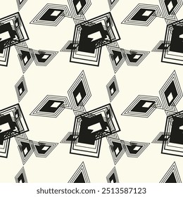 Abstract seamless pattern. Modern stylish texture. Repeating geometric tiles with linear striped rhombuses. Contemporary graphic design.