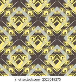 Abstract seamless pattern. Modern, stylish texture. Repeating geometric tiles with linear striped rhombuses. Modern graphic design.