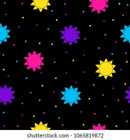 Abstract seamless pattern. Modern swatch background for birthday card, kids party invitation, wallpaper, holiday wrapping paper, shop sale poster, fabric, bag print, t shirt, workshop advertising