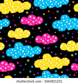 Abstract seamless pattern. Modern swatch background for birthday card, kids party invitation, wallpaper, holiday wrapping paper, shop sale poster, fabric, bag print, t shirt, workshop advertising