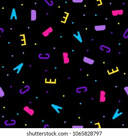 Abstract seamless pattern. Modern swatch background for birthday card, kids party invitation, wallpaper, holiday wrapping paper, shop sale poster, fabric, bag print, t shirt, workshop advertising