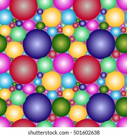 Abstract seamless pattern of molecules ,colored balls, candy Wallpaper textures, fabric.Vector illustration