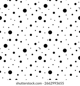 Abstractas patrón sin fisuras con bolas monocromáticas. Adorno de lunares. Ilustración de patrón de puntos para el fondo abstracto.