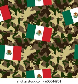 Abstract seamless pattern, monochrome camouflage with flags of the state.Military style. Creative vector background with dots, geometric figures.Funny wallpaper for textile and fabric. Fashion style.
